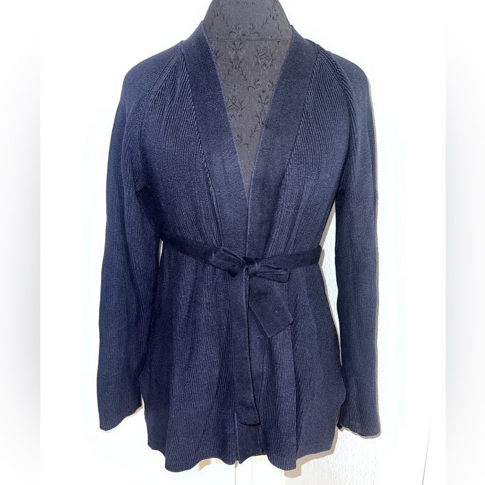 Grana Pima Lindis Cotton Merino Wool Blend Open Belted Cardigan Size XS US 0-2